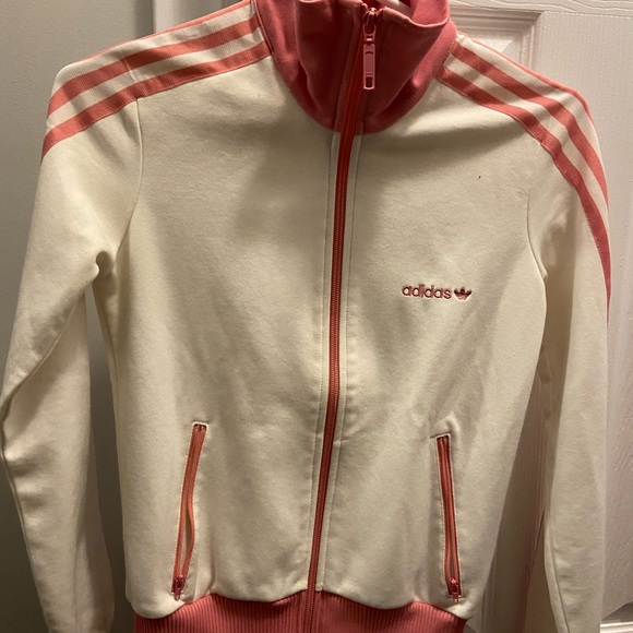 Adidas white and pink zip up - Picture 1 of 4